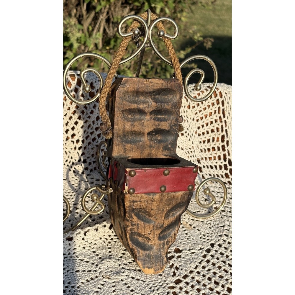 Primitive Rustic Wood Wall Hanging Pocket Handcrafted Western Spanish Cabin
